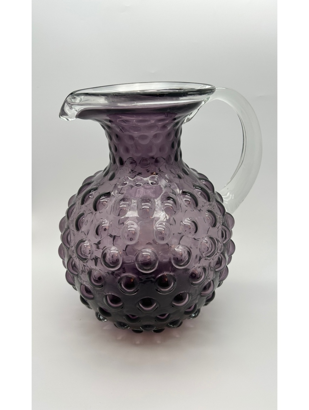 Vintage Lavender Hobnail Glass Pitcher 46 oz